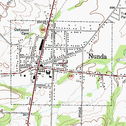 Topographic Map of Village of Nunda, NY