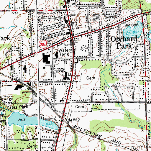 Topographic Map of Village of Orchard Park, NY