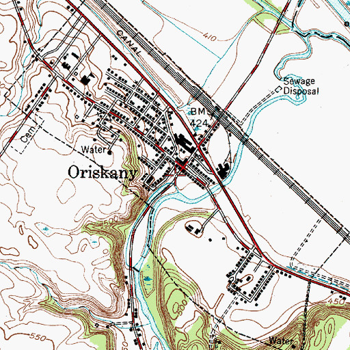Topographic Map of Village of Oriskany, NY