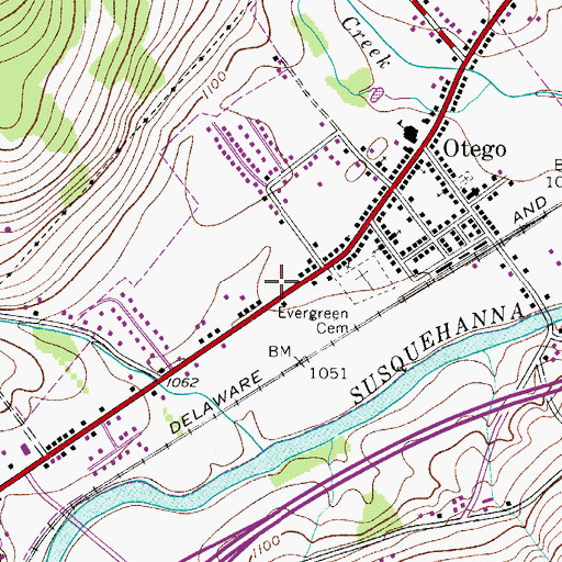 Topographic Map of Village of Otego, NY
