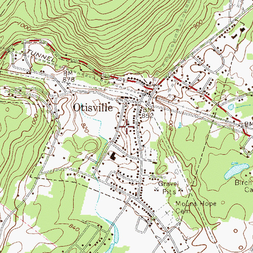 Topographic Map of Village of Otisville, NY