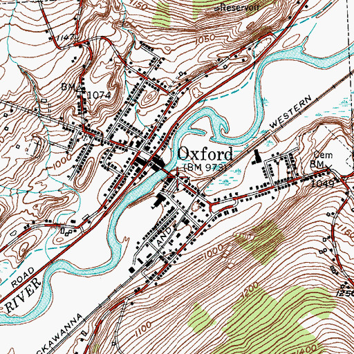 Topographic Map of Village of Oxford, NY