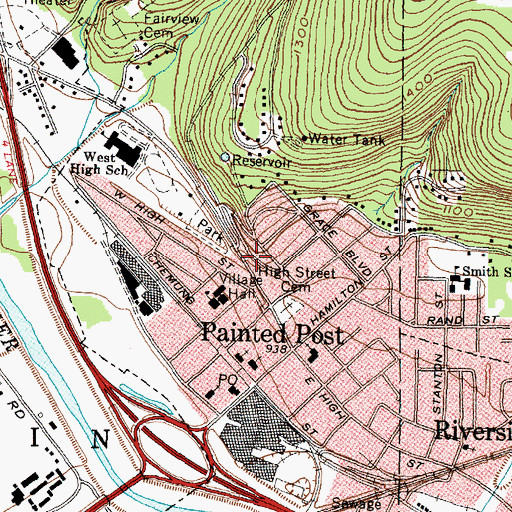 Topographic Map of Village of Painted Post, NY
