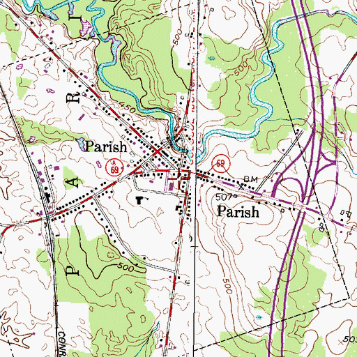 Topographic Map of Village of Parish, NY
