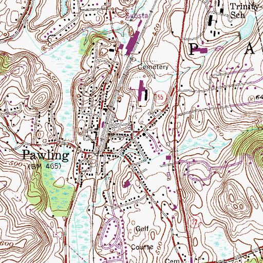 Topographic Map of Village of Pawling, NY