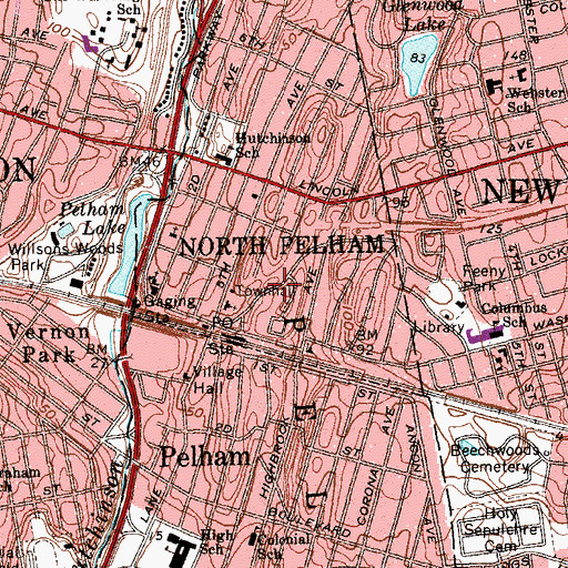 Topographic Map of Village of Pelham, NY