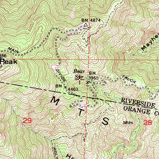 Topographic Map of Bear Spring, CA