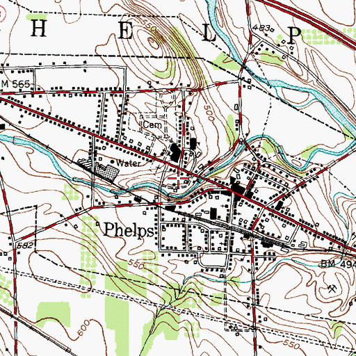 Topographic Map of Village of Phelps, NY