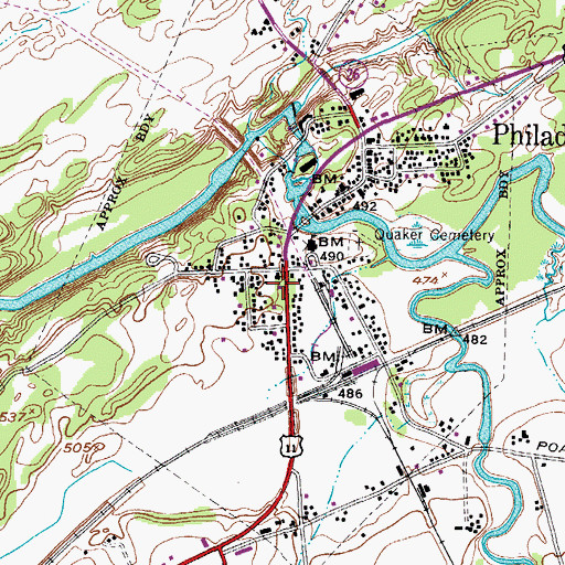 Topographic Map of Village of Philadelphia, NY