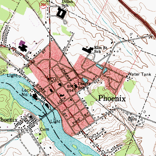 Topographic Map of Village of Phoenix, NY