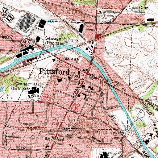Topographic Map of Village of Pittsford, NY