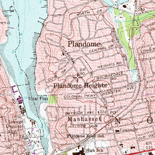 Topographic Map of Village of Plandome Heights, NY