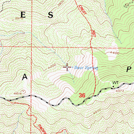 Topographic Map of Bear Spring, CA