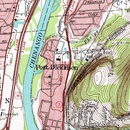 Topographic Map of Village of Port Dickinson, NY