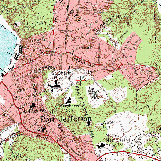 Topographic Map of Village of Port Jefferson, NY