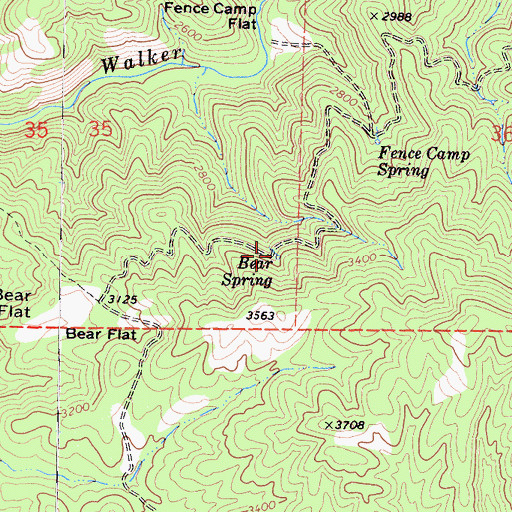 Topographic Map of Bear Spring, CA
