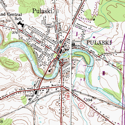 Topographic Map of Village of Pulaski, NY