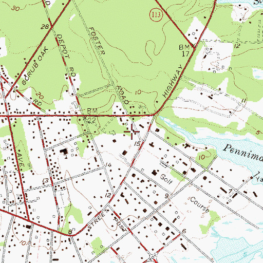 Topographic Map of Village of Quogue, NY