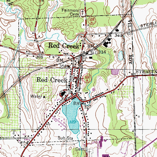 Topographic Map of Village of Red Creek, NY