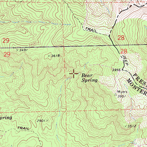 Topographic Map of Bear Spring, CA