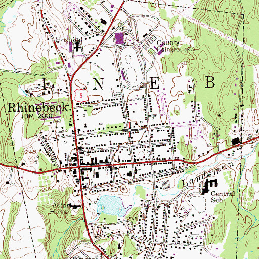 Topographic Map of Village of Rhinebeck, NY