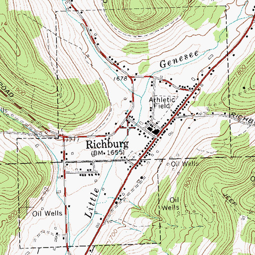 Topographic Map of Village of Richburg, NY
