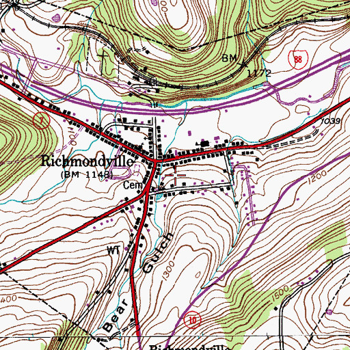 Topographic Map of Village of Richmondville, NY
