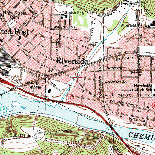 Topographic Map of Village of Riverside, NY