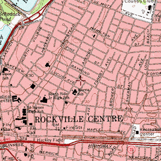Topographic Map of Village of Rockville Centre, NY