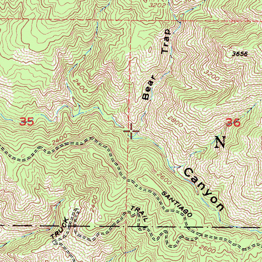 Topographic Map of Bear Trap Canyon, CA