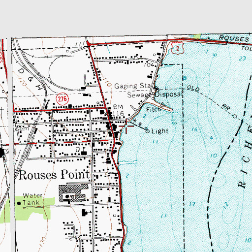 Topographic Map of Village of Rouses Point, NY