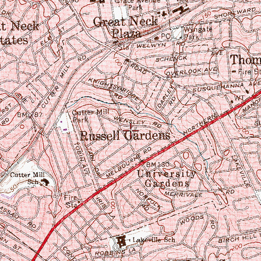 Topographic Map of Village of Russell Gardens, NY
