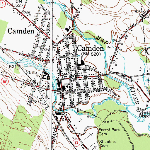 Topographic Map of Saint John's Roman Catholic Church, NY