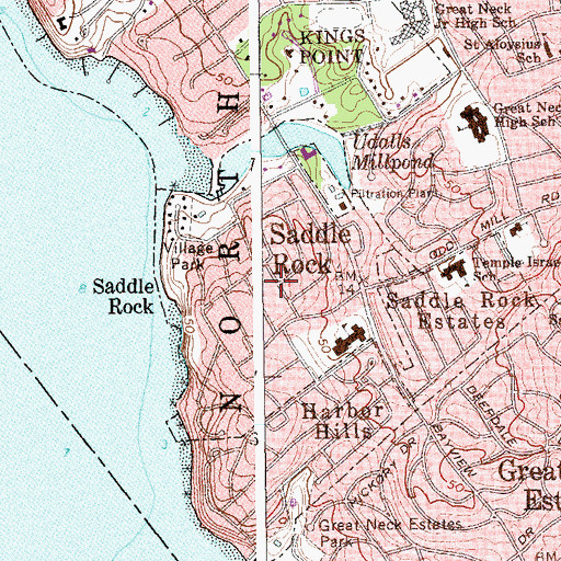 Topographic Map of Village of Saddle Rock, NY