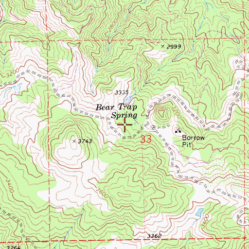 Topographic Map of Bear Trap Spring, CA
