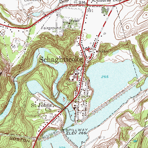 Topographic Map of Village of Schaghticoke, NY