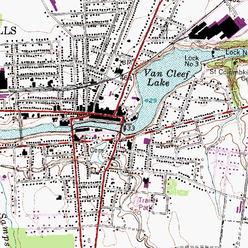 Topographic Map of Village of Seneca Falls, NY