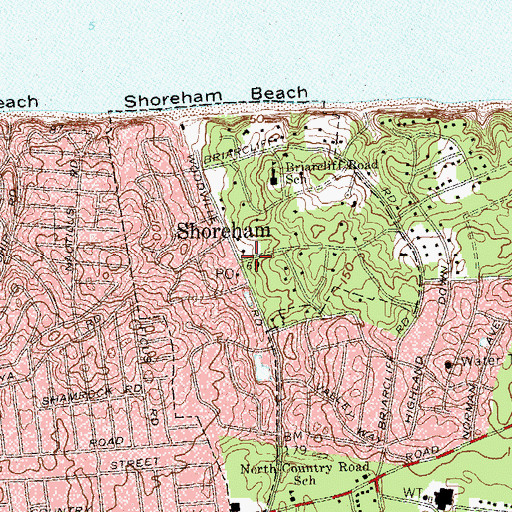 Topographic Map of Village of Shoreham, NY