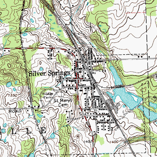 Topographic Map of Village of Silver Springs, NY