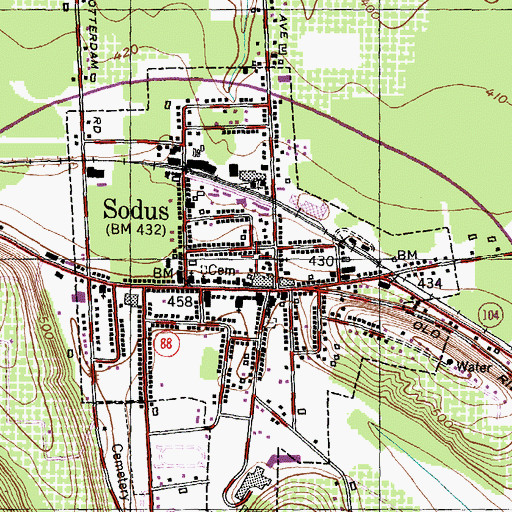 Topographic Map of Village of Sodus, NY