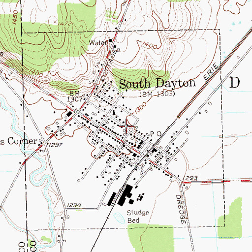 Topographic Map of Village of South Dayton, NY