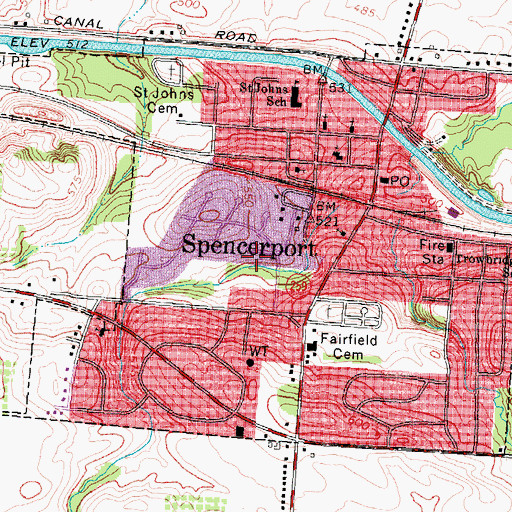Topographic Map of Village of Spencerport, NY