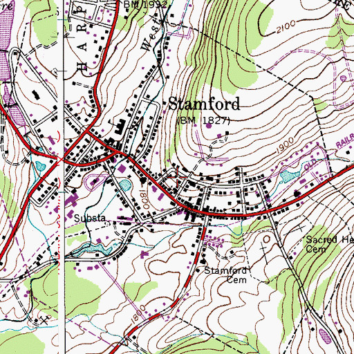Topographic Map of Village of Stamford, NY