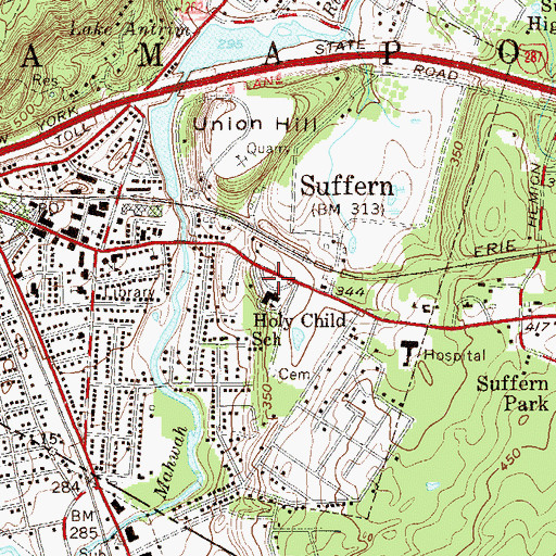 Topographic Map of Village of Suffern, NY