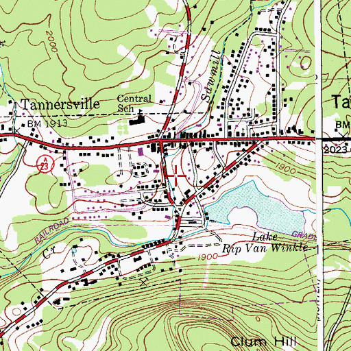 Topographic Map of Village of Tannersville, NY