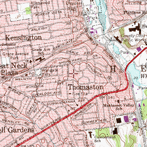 Topographic Map of Village of Thomaston, NY