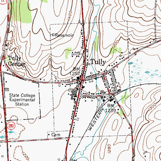 Topographic Map of Village of Tully, NY