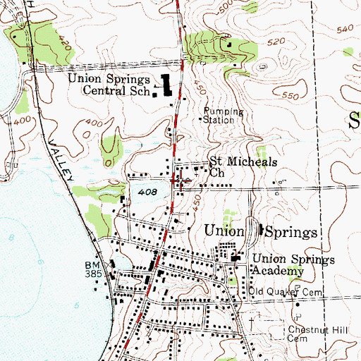 Topographic Map of Village of Union Springs, NY