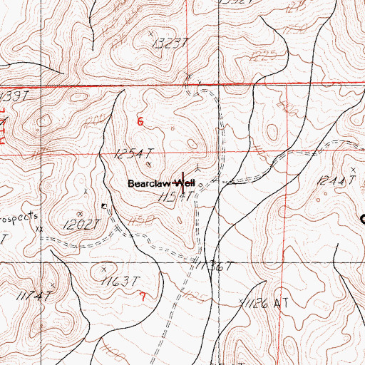 Topographic Map of Bearclaw Well, CA