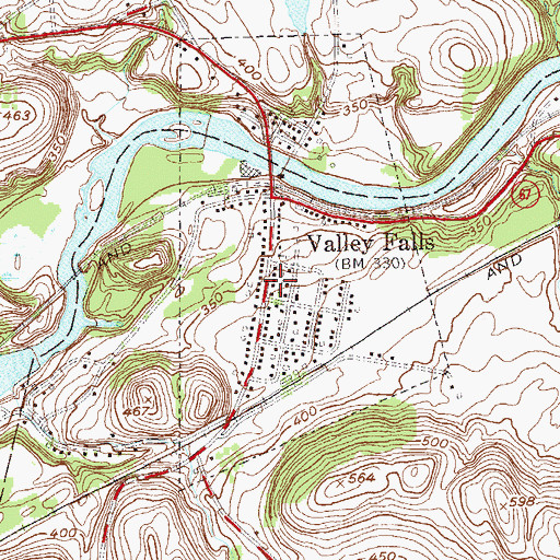 Topographic Map of Village of Valley Falls, NY